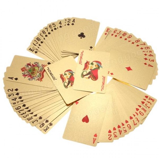 24K Carat Gold Foil Plated Poker Game Playing Cards Gift Collection +Certificate