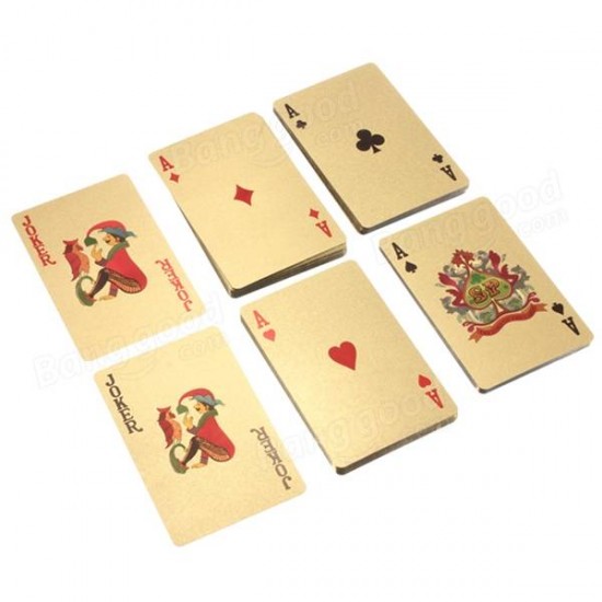 24K Carat Gold Foil Plated Poker Game Playing Cards Gift Collection +Certificate