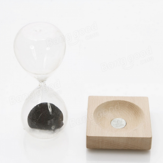Iron Powder Magnet Hourglass With Wooden Holder Desk Toy