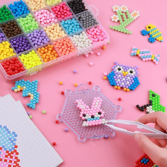 1200pcs DIY Fuse Bead Plastic Perler Sticky Water Beads Toys Funny For Kid DIY Crafts Gift