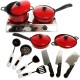 13PCS Cook Ware Toy House Kitchen Pretend Play Utensils Cooking Pots Pans Food Dishes Kids Cookware