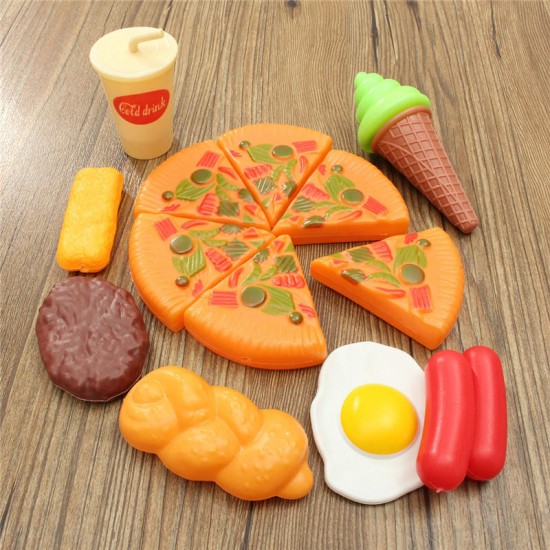 13PCS Plastic Pizza Cola Ice Cream Cutting Play SetChildren Kids Pretend Role Toy Gift