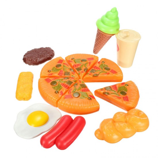 13PCS Plastic Pizza Cola Ice Cream Cutting Play SetChildren Kids Pretend Role Toy Gift