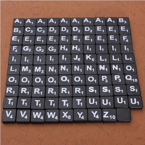 100pcs Scrabble Tiles English Letters Black / White Font For Kids