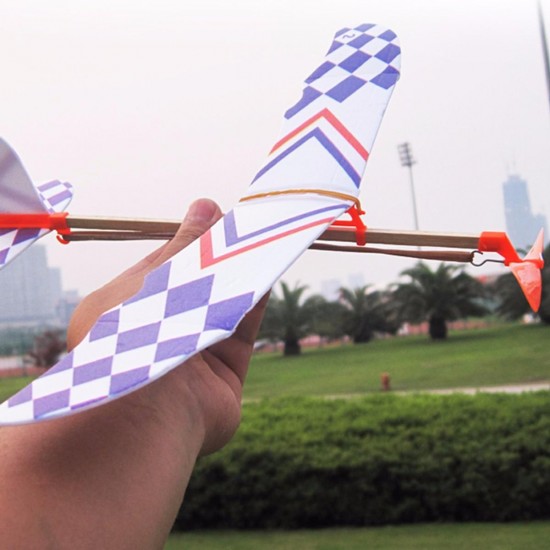 10 PCS DIY Foam Elastic Powered Glider Plane Toy Thunderbird Flying Model Aircraft Toy