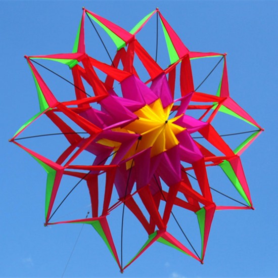 3D Rainbow Colorful Flower Kite Single Line Outdoor Toy Flying For Kids Sport