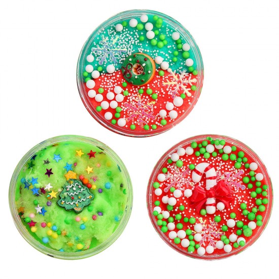 100ML Christmas Cloud Slime Squishy Scented Stress Clay Kids Toy Sludge Cotton Mud Plasticine Gifts