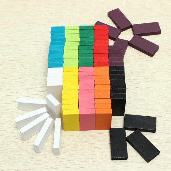100pcs Many Colors Authentic Standard Wooden Children Domino Toys