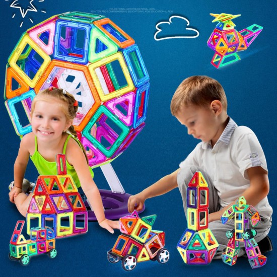 113 Pieces Kids Magnetic Toys Magnet Tiles Kits Blocks Building Toys For Boys Girls