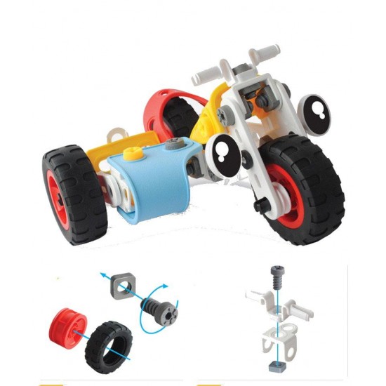 3 In 1 DIY Assembling Electric Self-Concept Car Aircraft Model Building Blocks Puzzle Kids Gift Toys