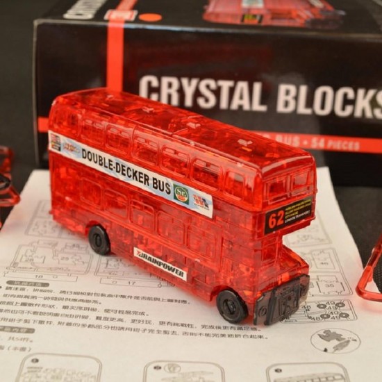 3D 54PCS Double Decker Bus Crystal Blocks Puzzle to Hold Blocks