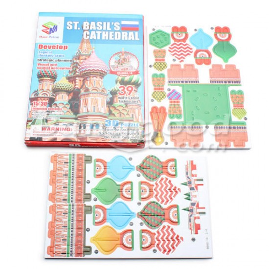 3D Jigsaw Puzzle ST Basil's Cathedral Mini DIY Model B668-16 3D Jigsaw Puzzle ST Basil's Cathedral Mini DIY Model B668-16