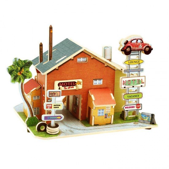 3D Wood House Puzzle New Year Gift DIY Model Kids Toys Romantic French Style Hand Made Toy