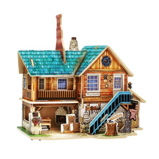 3D Wood House Puzzle New Year Gift DIY Model Kids Toys Romantic French Style Hand Made Toy