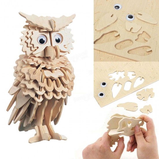 3D Wooden Owl Puzzle Jigsaw Children Kids Toy Pre Cut Wooden Shapes Model 3D Wooden Owl Puzzle Jigsaw Children Kids Toy Pre Cut Wooden Shapes Model