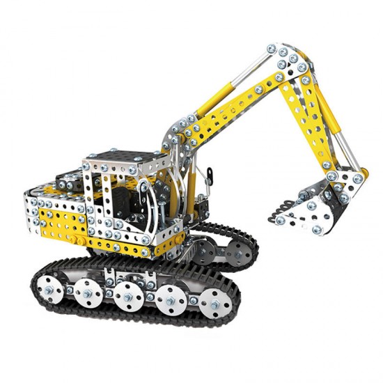 1052PCS Full Alloy Jigsaw Puzzles Excavator Model Building Blocks Toy