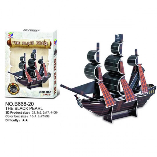3D Paper Jigsaw Puzzle The Black Pearl Mini DIY Model Building B668-20 3D Paper Jigsaw Puzzle The Black Pearl Mini DIY Model Building B668-20