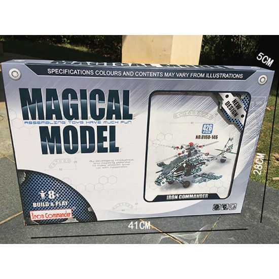 426PCS Full Alloy Jigsaw Puzzles Apache Plane Model Building Blocks Toy