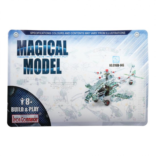 426PCS Full Alloy Jigsaw Puzzles Apache Plane Model Building Blocks Toy 426PCS Full Alloy Jigsaw Puzzles Apache Plane Model Building Blocks Toy