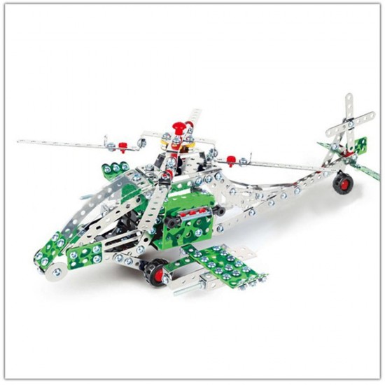 426PCS Full Alloy Jigsaw Puzzles Apache Plane Model Building Blocks Toy
