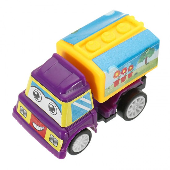 4PCS Cartoon Pullback Truck Construction Mini Car Model For Kids Children Christmas Gift Toys
