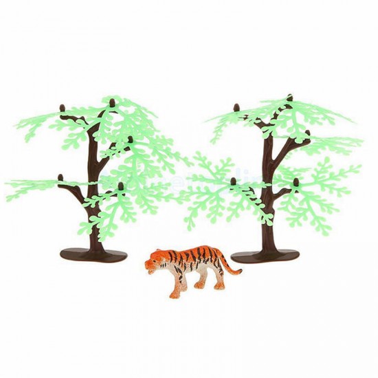 68PCS Plastic Farm Yard Wild Animals Fence Tree Model Kids Toys Figures Play New