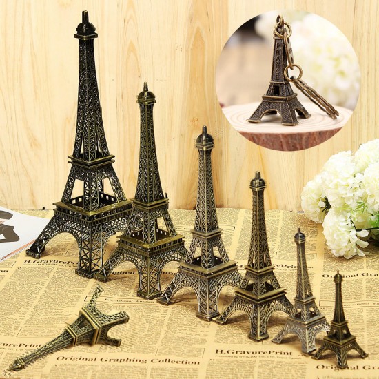 Bronze Tone Paris Eiffel Tower Figurine Statue Vintage Model Decor Alloy 4 Sizes