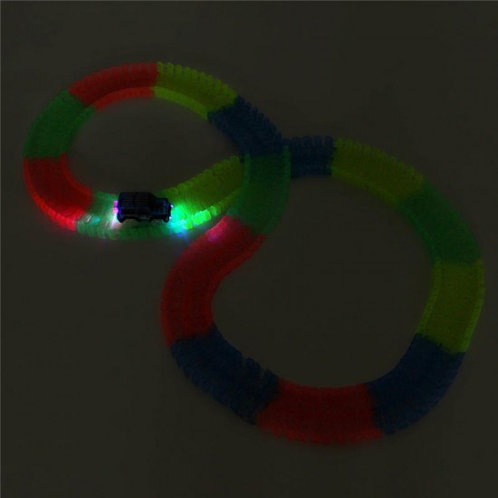 165PCS Electric DIY Enlighten Magic LED Tracks Bending Glow In The Dark Toys For Kids Children Gift