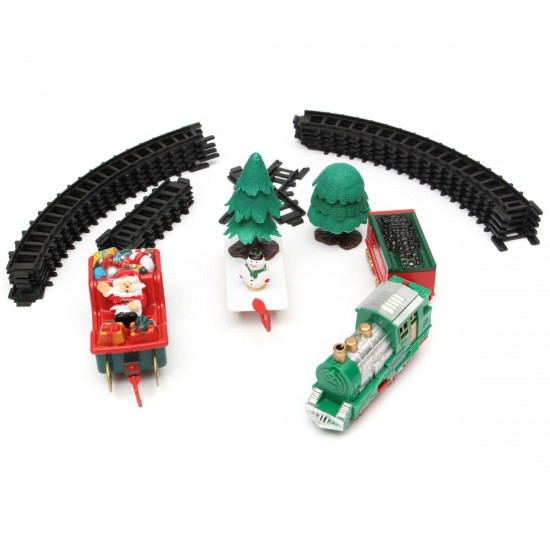 Christmas Musical Light Tracks Train Set 20 Piece With Trees Carriages Kids Toy