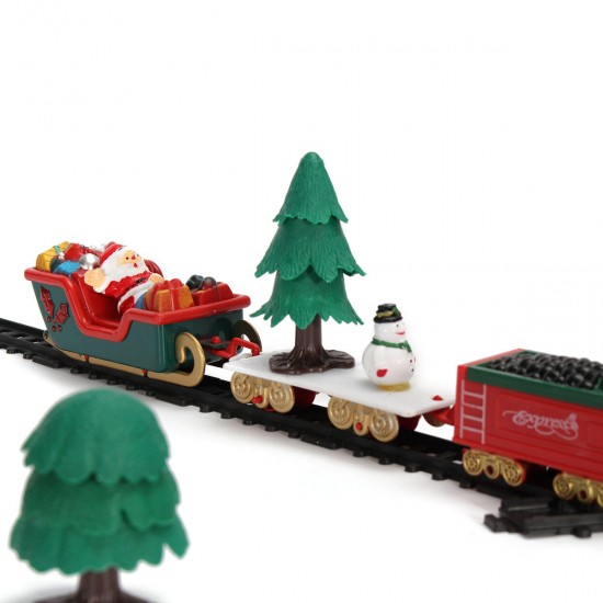 Christmas Musical Light Tracks Train Set 20 Piece With Trees Carriages Kids Toy