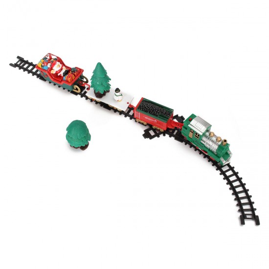 Christmas Musical Light Tracks Train Set 20 Piece With Trees Carriages Kids Toy