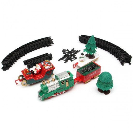 Christmas Musical Light Tracks Train Set 20 Piece With Trees Carriages Kids Toy