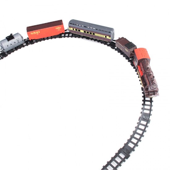 Classic Electric Smoking Assembling Track With Sound Steam Train For Kids Educational Gift Toys