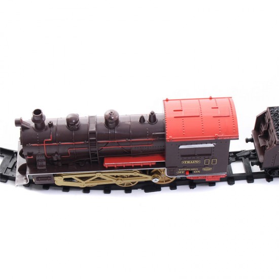 Classic Electric Smoking Assembling Track With Sound Steam Train For Kids Educational Gift Toys