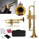 Bb Beginner Trumpet Brass Band Gold Plated Care Kit Case in Gold Silver Red Blue Black