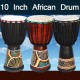 10 Inch African Hand Drum Mahogany Body Musical Instrument