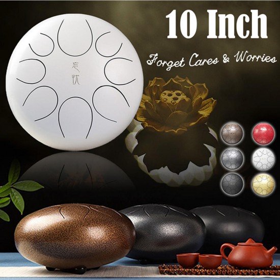 10 Inch Mini 8 Tone Steel Tongue Percussion Drum Handpan Instrument with Drum Mallets and Bag