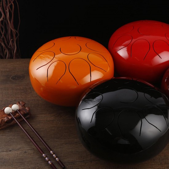 10 Inch Mini 9 Tone Steel Tongue Percussion Drum Handpan Instrument with Drum Mallets and Bag