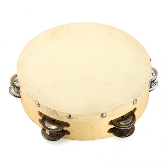 8" Tambourine Double Row-Stock Percussion with Head 12 Jingles keyboard