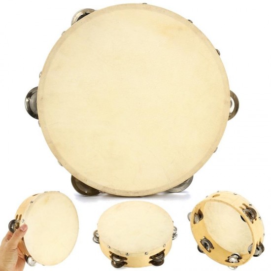 8" Tambourine Double Row-Stock Percussion with Head 12 Jingles keyboard