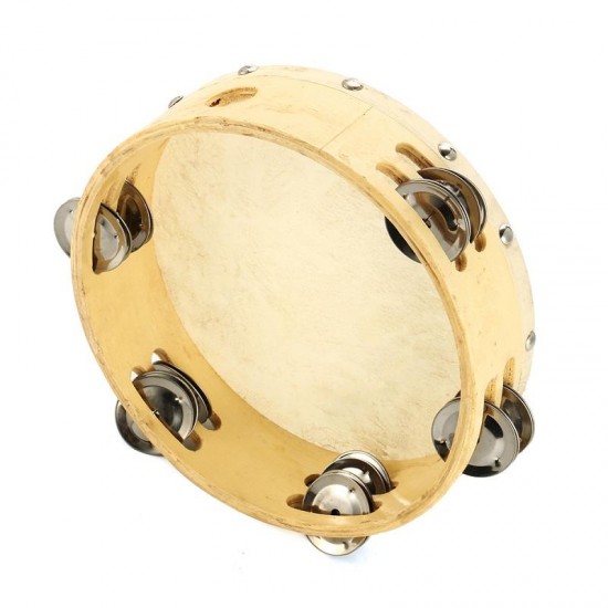 8" Tambourine Double Row-Stock Percussion with Head 12 Jingles keyboard