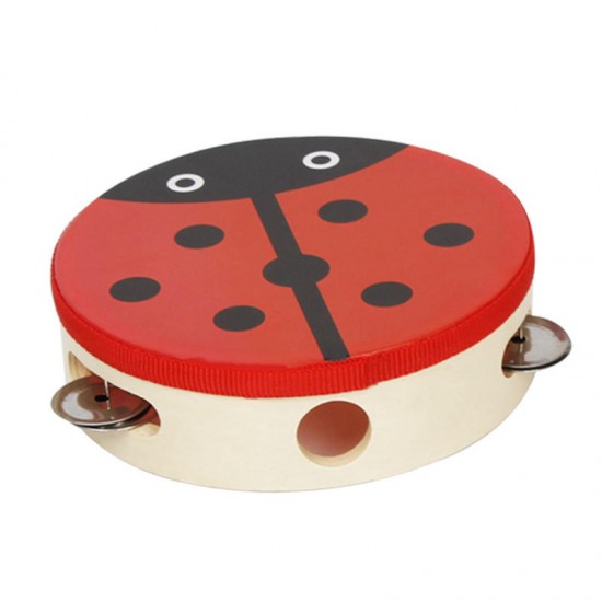 IRIN 6 Inch Orff Musical Instrument Wood Hand Drum Tambourine Hand Bell Drum Percussion Toys