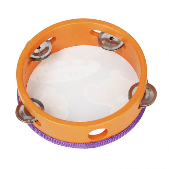 IRIN 6 Inch Orff Musical Instrument Wood Hand Drum Tambourine Hand Bell Drum Percussion Toys