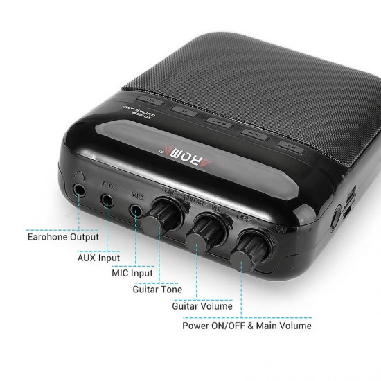 AROMA AG-03M Portable Charging Mini Guitar Amplifier Black