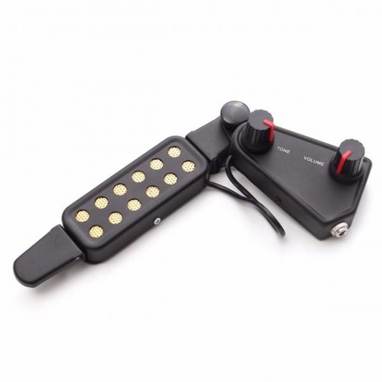 Acoustic Guitar Sound Pickup Amplifier 12 Holes with Tone Volume Control Acoustic Guitar Sound Pickup Amplifier 12 Holes with Tone Volume Control