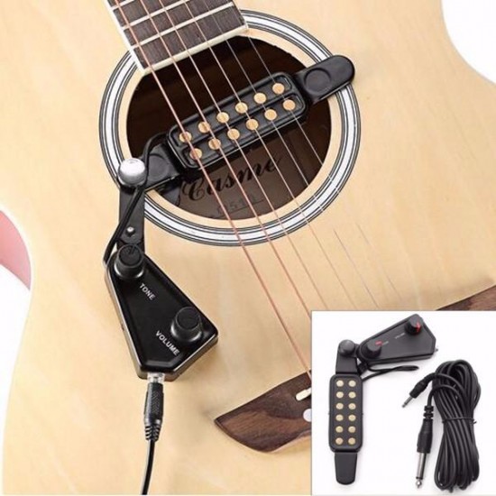 Acoustic Guitar Sound Pickup Amplifier 12 Holes with Tone Volume Control Acoustic Guitar Sound Pickup Amplifier 12 Holes with Tone Volume Control