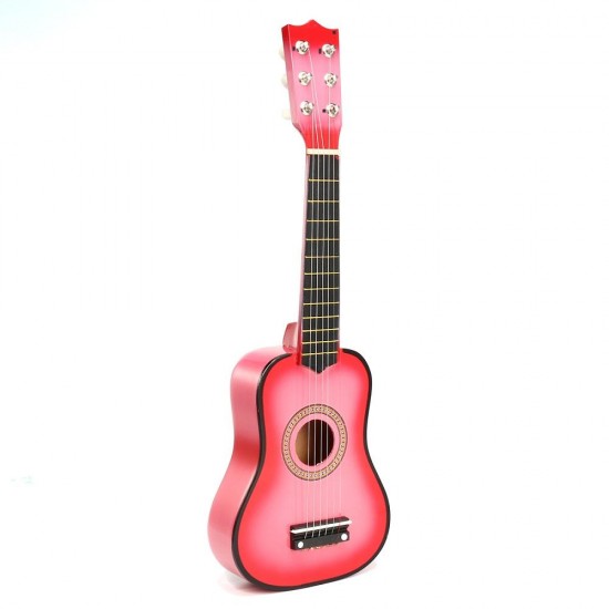21 Inch 6 Strings Wooden Acoustic Guitar Ukulele Musical Instrument Toys for Children Gift