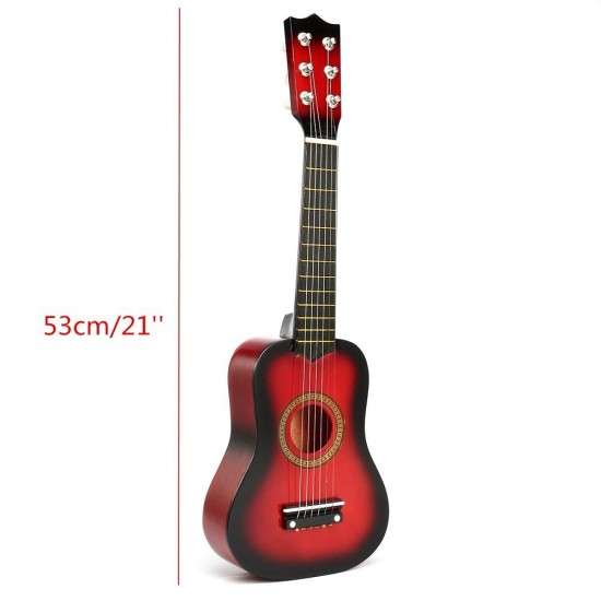 21 Inch 6 Strings Wooden Acoustic Guitar Ukulele Musical Instrument Toys for Children Gift