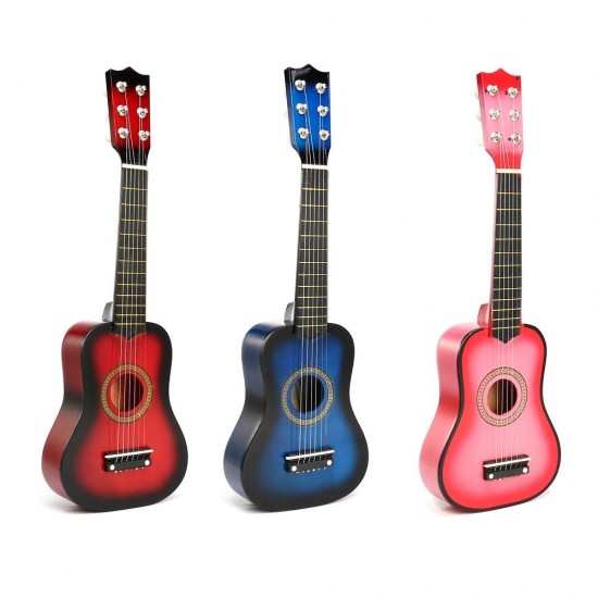 21 Inch 6 Strings Wooden Acoustic Guitar Ukulele Musical Instrument Toys for Children Gift