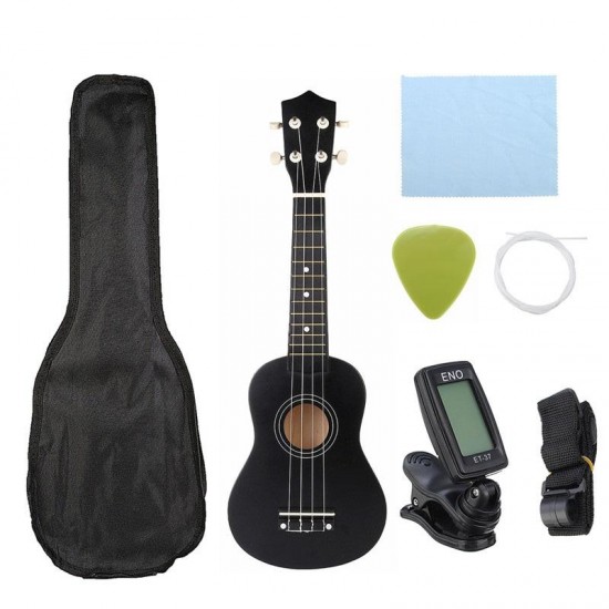 21 Inch Economic Soprano Ukulele Uke Musical Instrument With Gig bag Strings Tuner Black